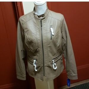 Apt. 9 Longsleeve Faux Leather Brown Jacket Size Medium